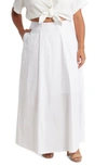By Design Abigail Cotton Poplin Midi Skirt In White