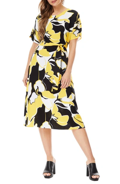 By Design Lucille Crepe Midi Dress In Floral Swirl