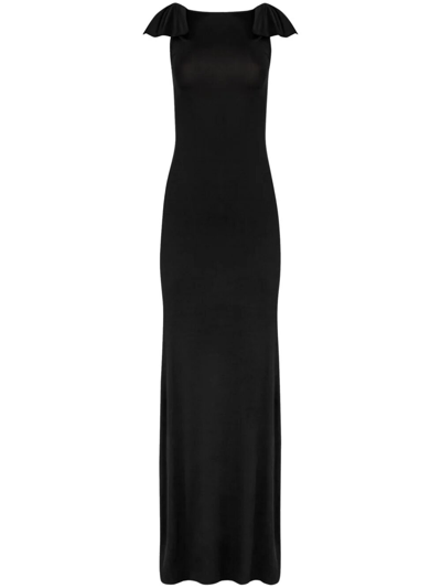 Nina Ricci Bow-embellished Open-back Gown In Black  