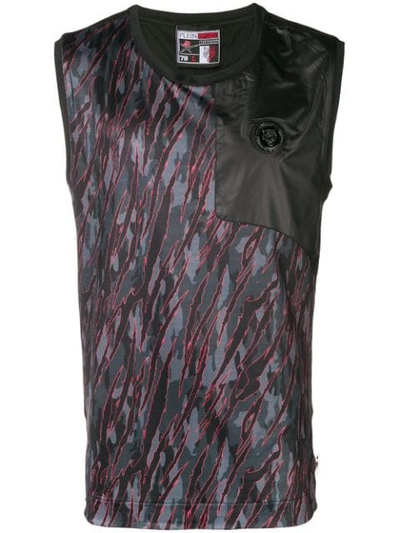 Plein Sport Camouflage Print Tank Top In Black