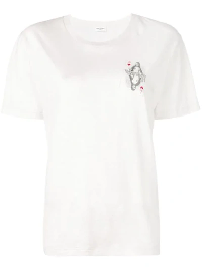 Saint Laurent Playing Card Print T In White