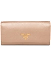 Prada Logo Plaque Continental Wallet - Pink