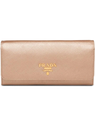 Prada Logo Plaque Continental Wallet - Pink