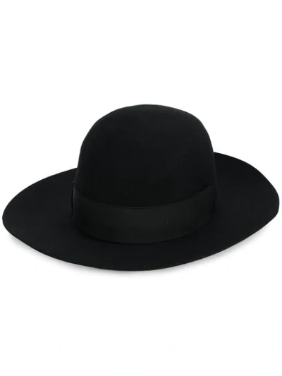 Borsalino Bow Detail Fedora Hat In Black