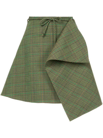 Tiko Paksa Checked Tie Waist Mini Wrap Skirt - Green