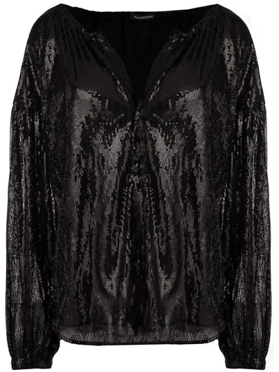 Wandering Sequined Flared Blouse In Black