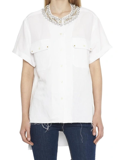 Forte Dei Marmi Couture Pearl Embellished Top In White
