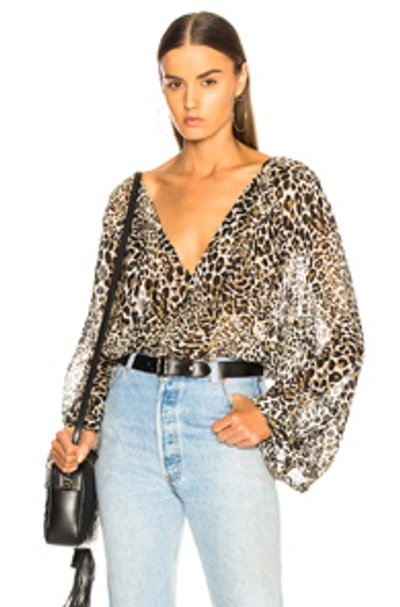 Nili Lotan Acadia Leopard Print Silk Blouse In Brown
