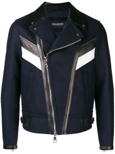 Neil Barrett Modernist Biker Jacket In Blue