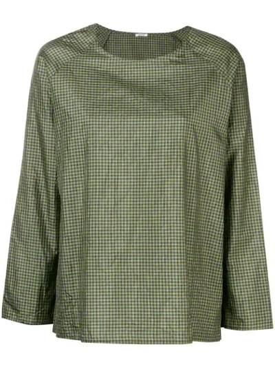 Apuntob Vichy Print Boxy Blouse In Green