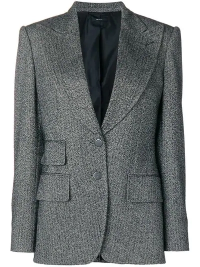 Tom Ford Double-breasted Tweed Blazer In Black