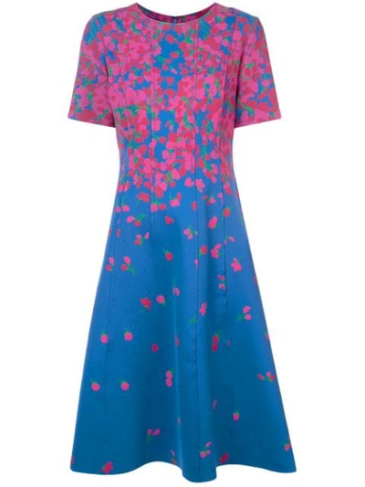 Carolina Herrera Falling Roses Print Dress - Blue
