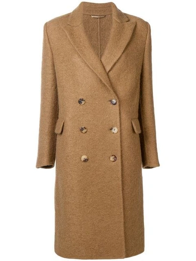 Ermanno Scervino Double Breasted Coat In Brown