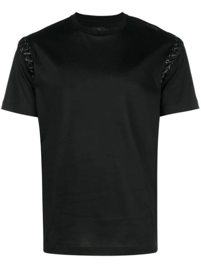 Les Hommes Lace-up Sleeve T-shirt In Black