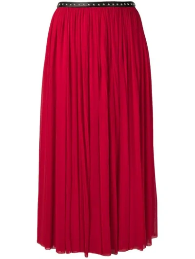 Alexander Mcqueen Pleated Midi Skirt - Red