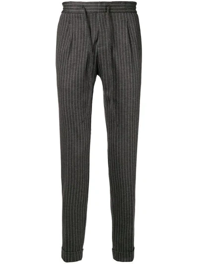 Paolo Pecora Pinstripe Tapered Trousers - Grey