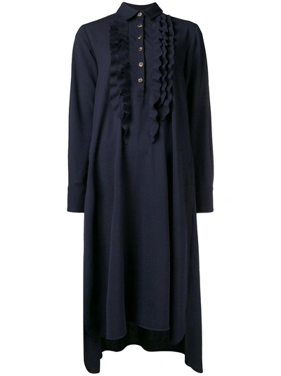 Société Anonyme Rouches Shirt Dress In Blue