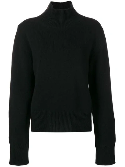 Moncler High Neck Zip Jumper In Black