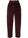 Cedric Charlier Cropped Corduroy Trousers In Red