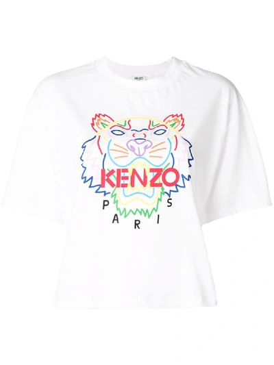 Kenzo Womens Grey Tiger Cotton-blend T-shirt In White