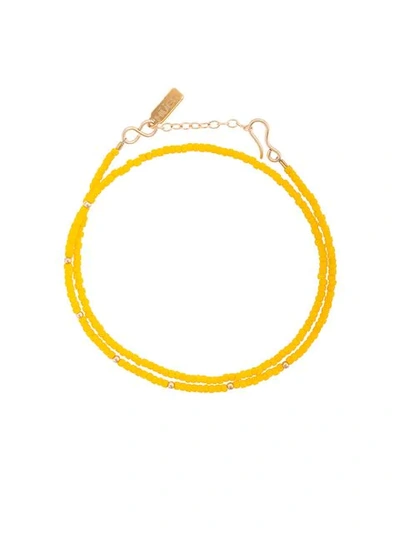 Hues Bead Double Wrap Bracelet In Yellow