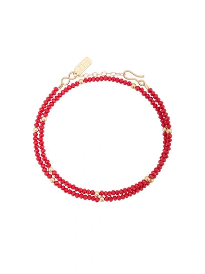 Hues Bead Double Wrap Bracelet - Red