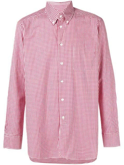 Bagutta Button Down Check Shirt In Red