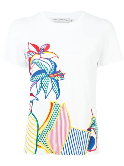 Mary Katrantzou Iven Floral Embroidered T-shirt In White