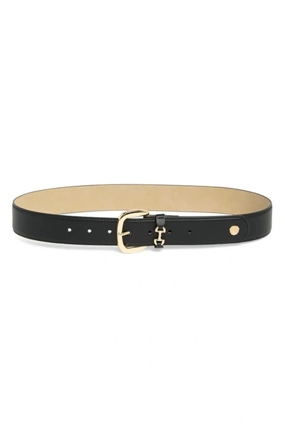 Vince Camuto Horsebit Belt In Black Gold