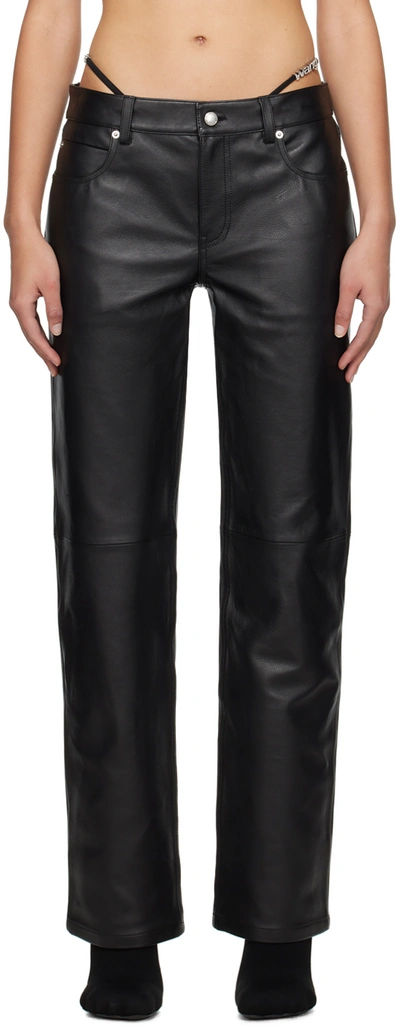 Alexander Wang Black Low-rise Leather Pants In 001 Black