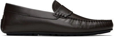 Hugo Boss Brown Noel Driver Loafers In Dark Brown 201