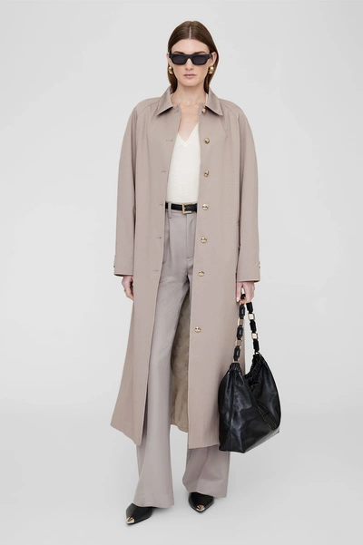 Anine Bing Randy Maxi Trench In Taupe