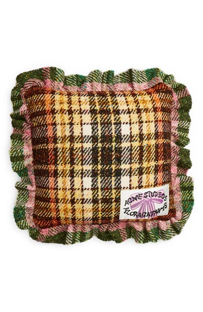 Acne Studios Plaid Pillow In Brown/ Green