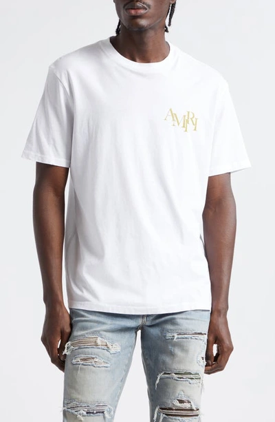 Amiri Champagne Cotton Graphic T-shirt In White