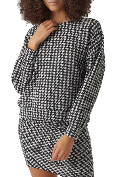 Vero Moda Bena Houndstooth Check Sweatshirt In Black Pattern Snow W