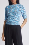 Vero Moda Maddi Marled Puff Sleeve Sweater In Mazarine Blue Detail