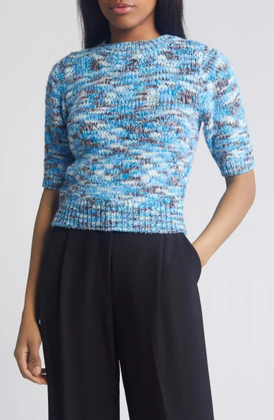Vero Moda Maddi Marled Puff Sleeve Sweater In Mazarine Blue Detail