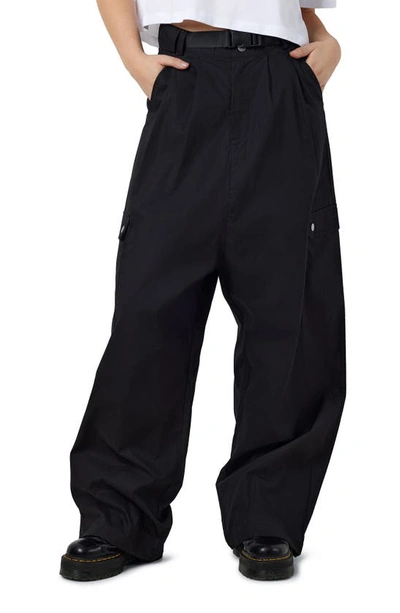 Noisy May Theo High Waist Cargo Parachute Trousers In Black