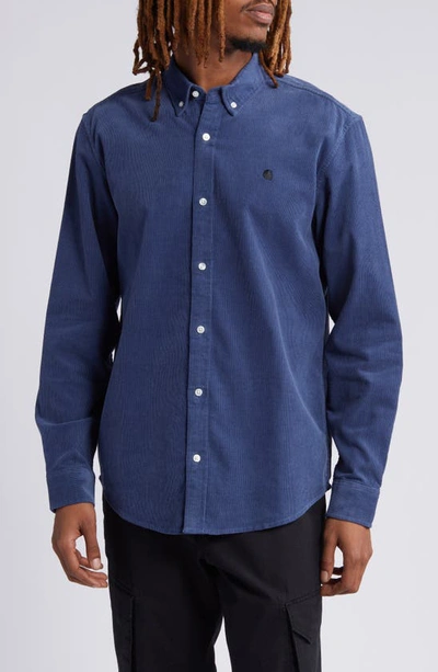 Carhartt Madison Cotton Corduroy Button-down Shirt In Blue