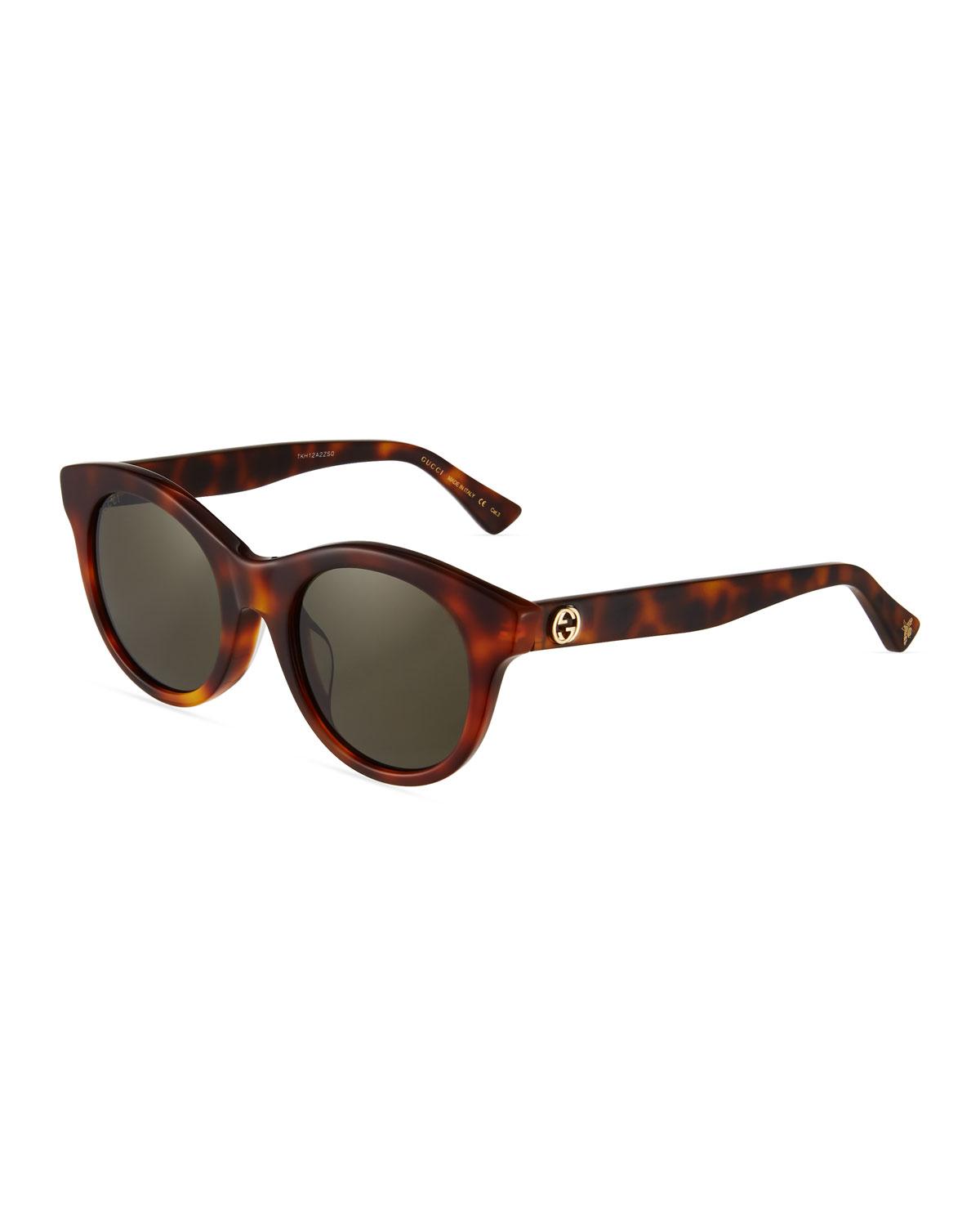 gucci round tortoiseshell acetate sunglasses