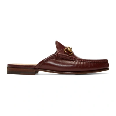 Gucci Roos Leather Backless Loafers In 6146 Brdx