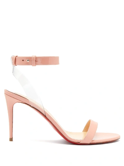 Christian Louboutin Jonatina 85 Light Pink Patent Sandals In Beige