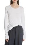 Vince Crewneck Long-sleeve Rib-knit Top In Optic White