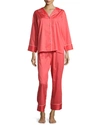 Natori Cotton Sateen Long Pj Set In Red Violet