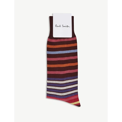 Paul Smith Micro-flower Cotton-blend Socks In Red Multi
