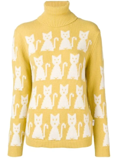 Moncler Kitten-intarsia Sweater In Yellow