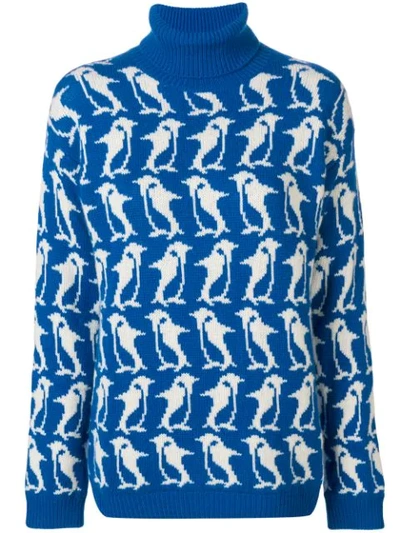 Moncler Penguin Turtleneck Sweater In Blue