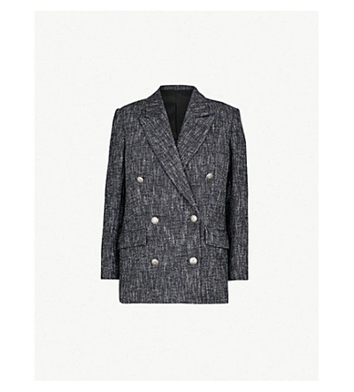 The Kooples Double-breasted Cotton-blend Woven Blazer In Blaw4