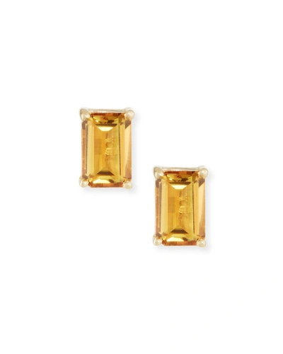 Kalan By Suzanne Kalan 14k Gold Emerald-cut Stud Earrings In Dark Orange