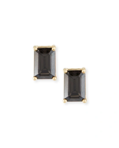 Kalan By Suzanne Kalan 14k Gold Emerald-cut Stud Earrings In Black